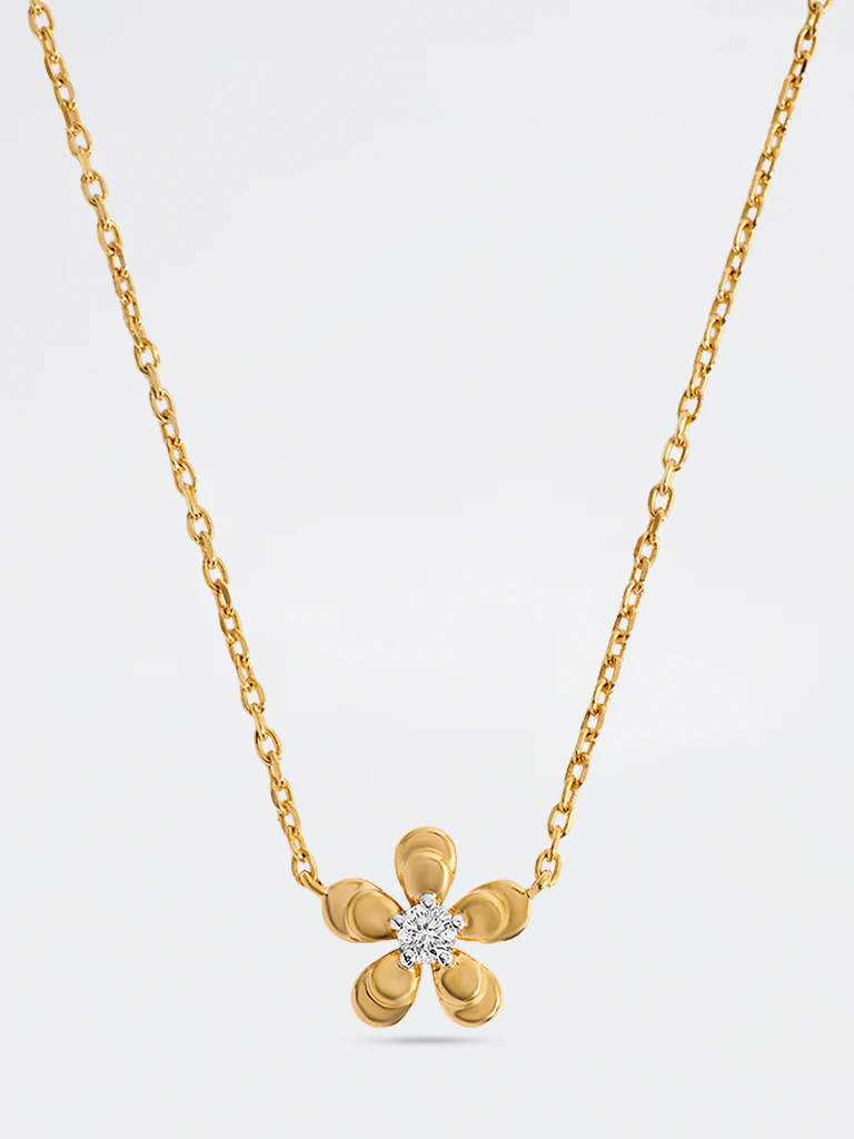 Yellow Lab Diamond Flower Necklace - Image 3
