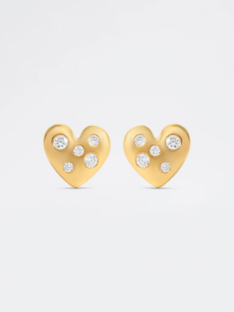 Yellow Lab Diamond Heart Earrings - Image 2