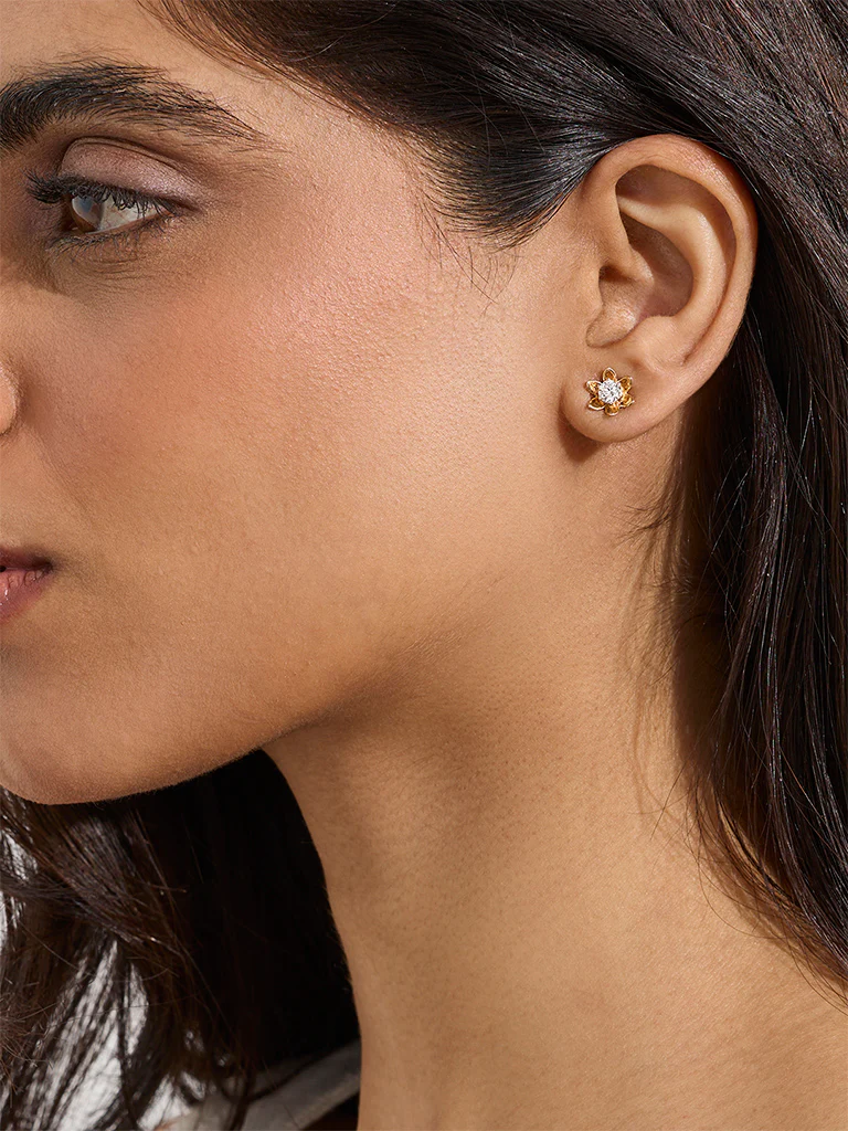 Floral Lab Diamond Stud Earrings