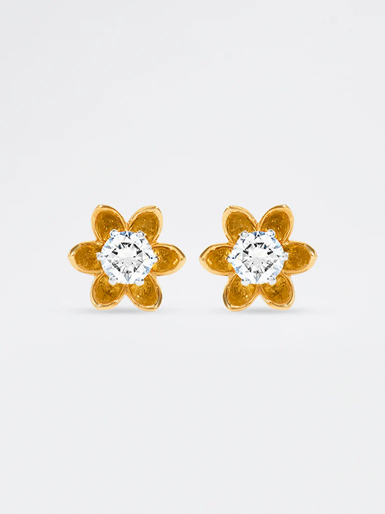 Floral Lab Diamond Stud Earrings - Image 2