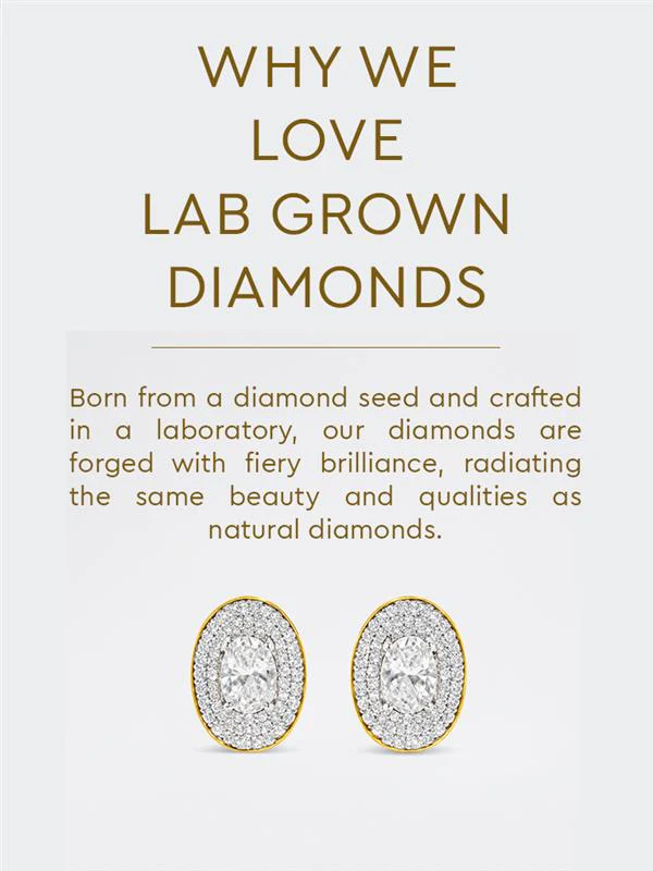 Oval Double Halo Lab Diamond Stud Earrings - Image 5