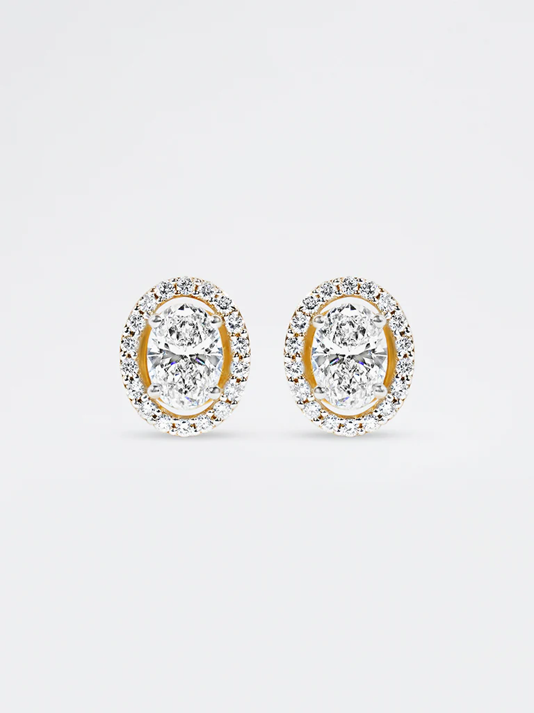 Oval Halo Lab Diamond Stud Earrings - Image 2