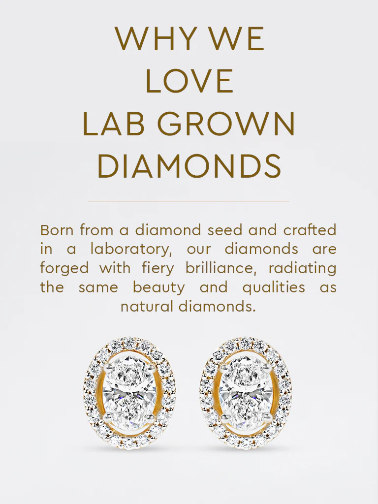 Oval Halo Lab Diamond Stud Earrings - Image 5