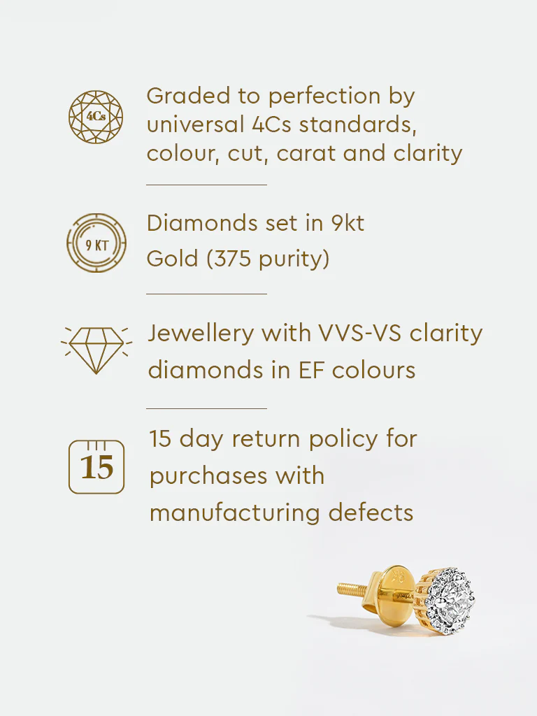 Round Halo Lab Diamond Stud Earrings - Image 6