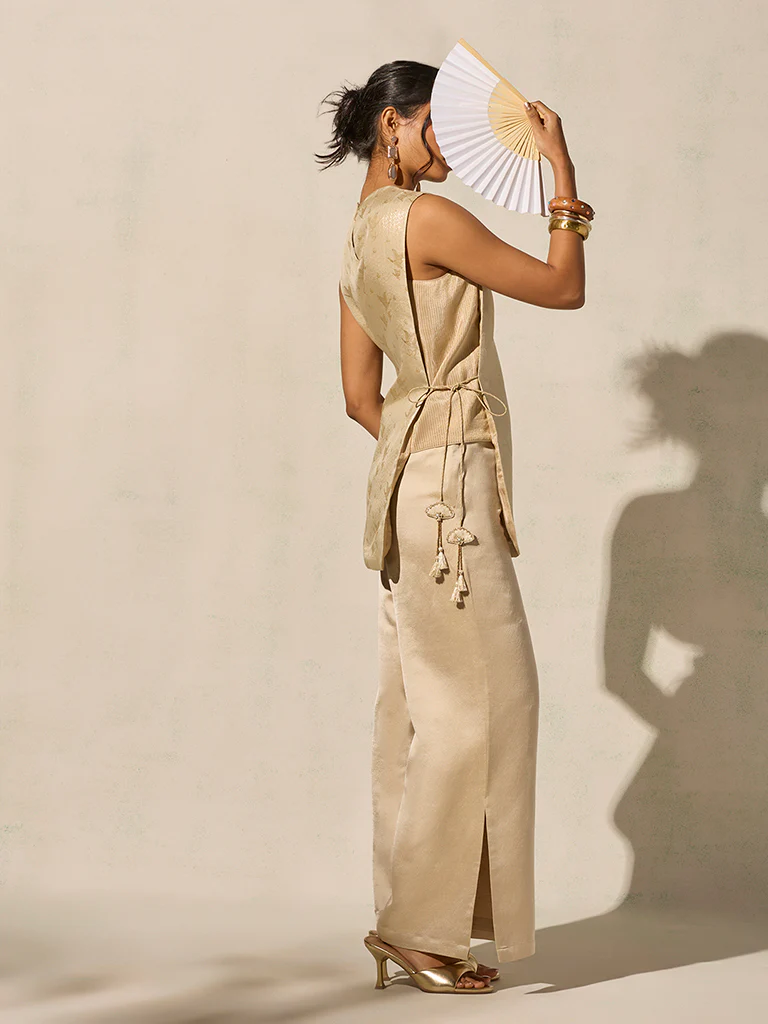 Brocade Co-ord Set - Gold - Image 2