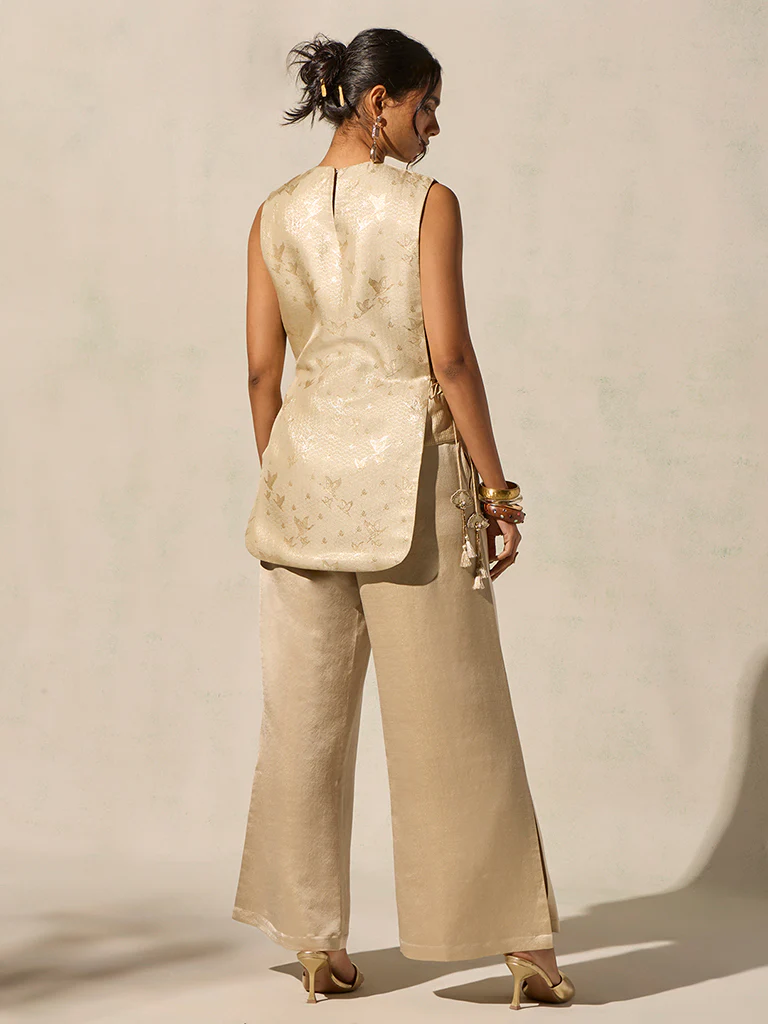 Brocade Co-ord Set - Gold - Image 4