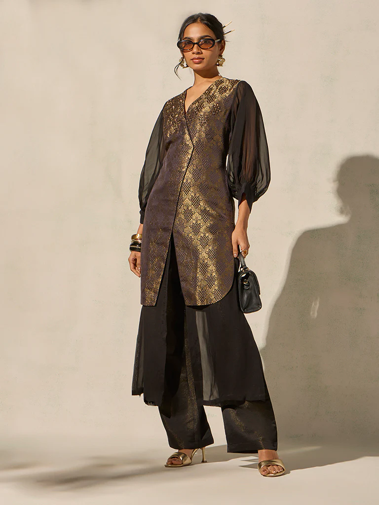 Brocade Kurta β Black