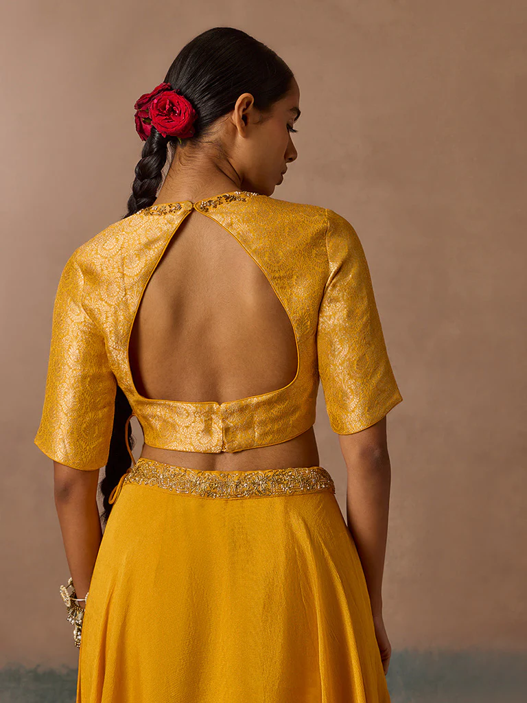 Brocade Mustard Blouse - Image 4