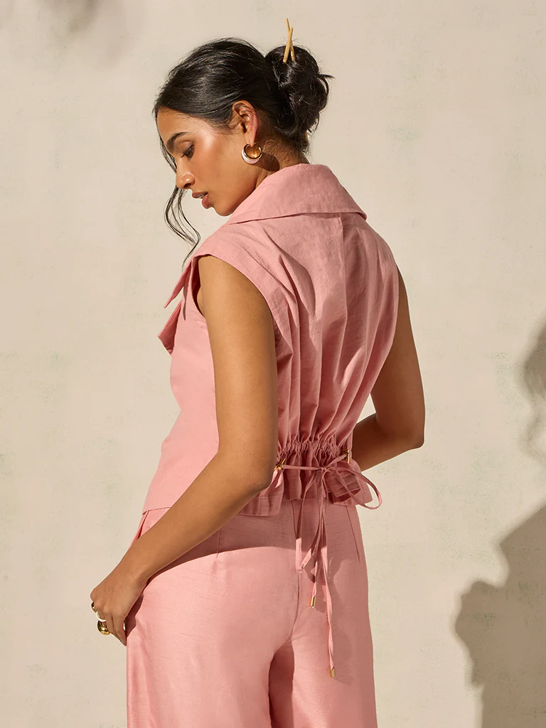 Drawstring Detail Jacket - Pink - Image 6