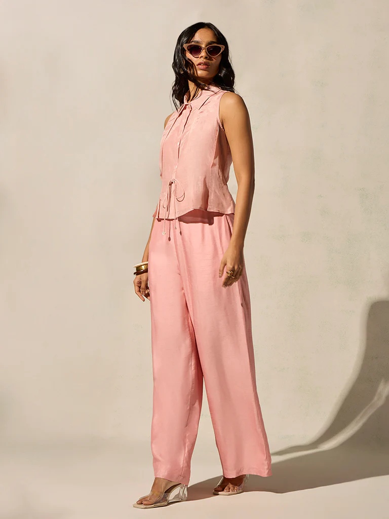 Drawstring Detail Top - Pink - Image 2