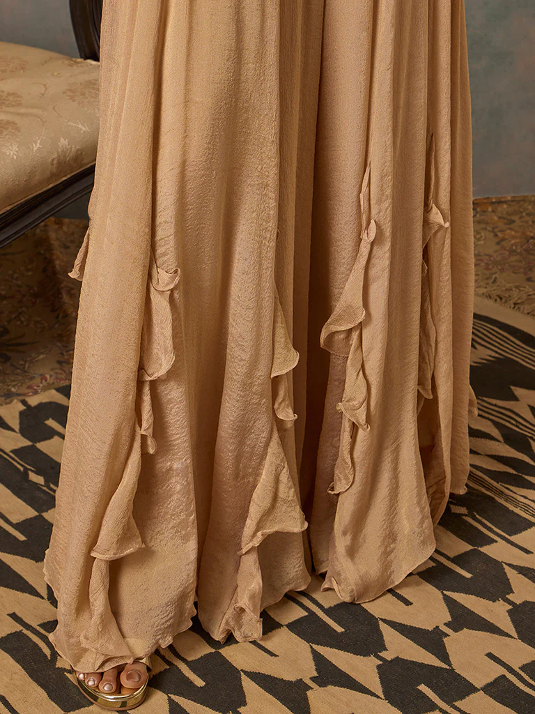 Embellished Beige Top with Pants Set - Image 4