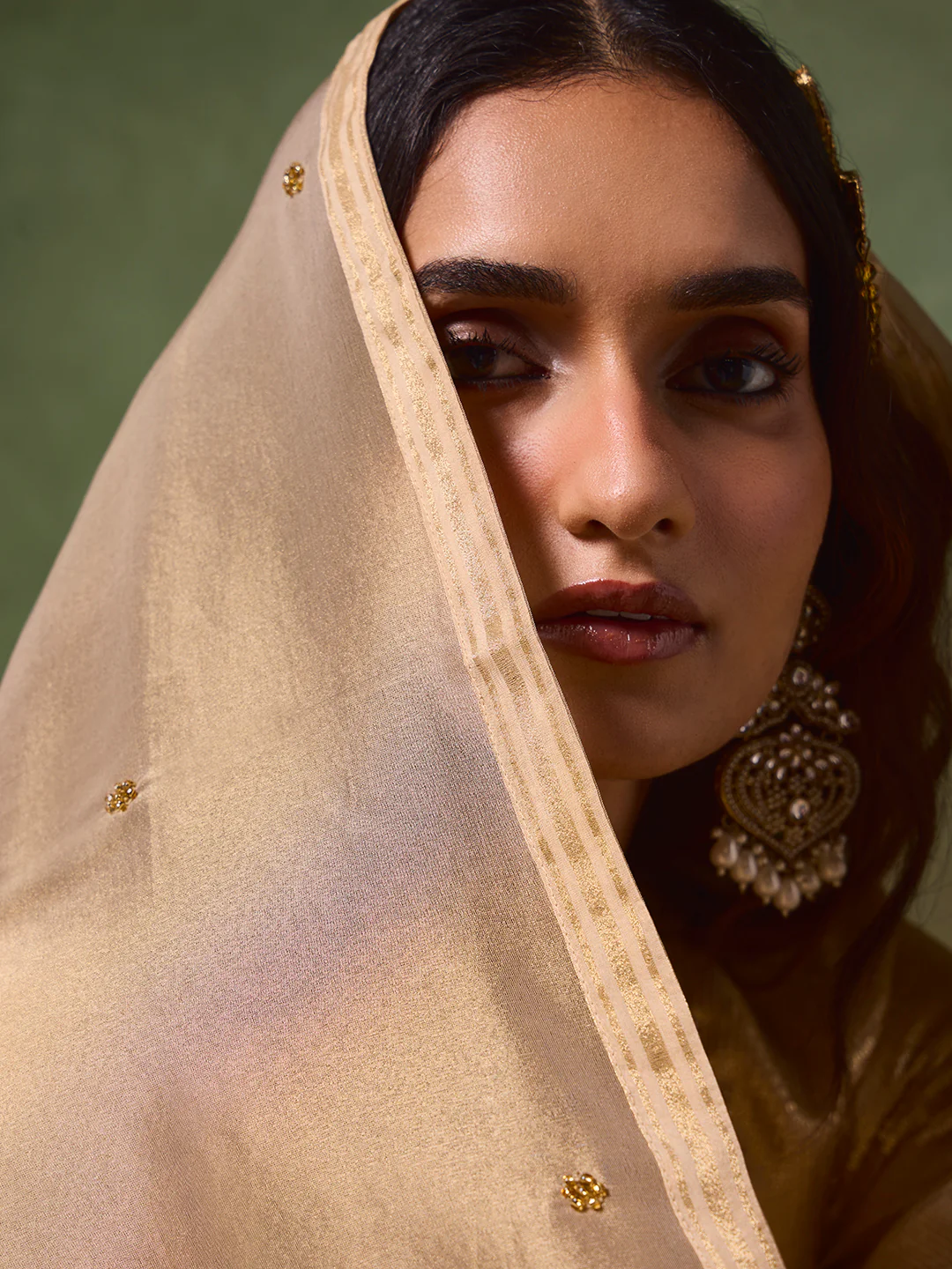 Embellished Dupatta – Gold - Image 3