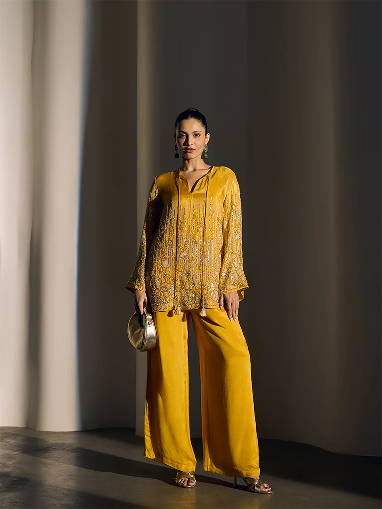 Embellished Kurta - Yellow - Image 2