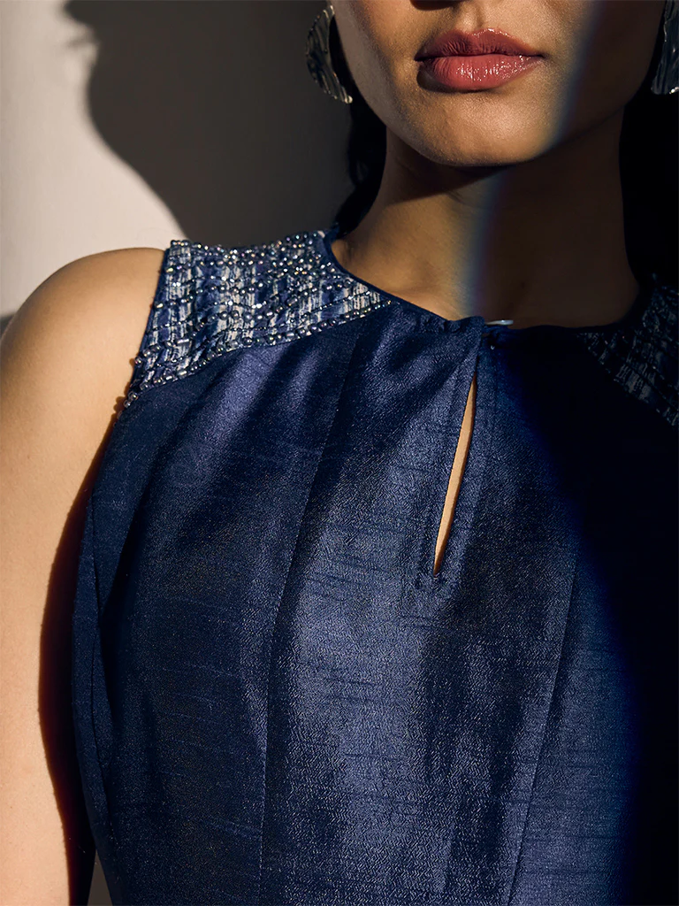Embellished Top - Navy - Image 3