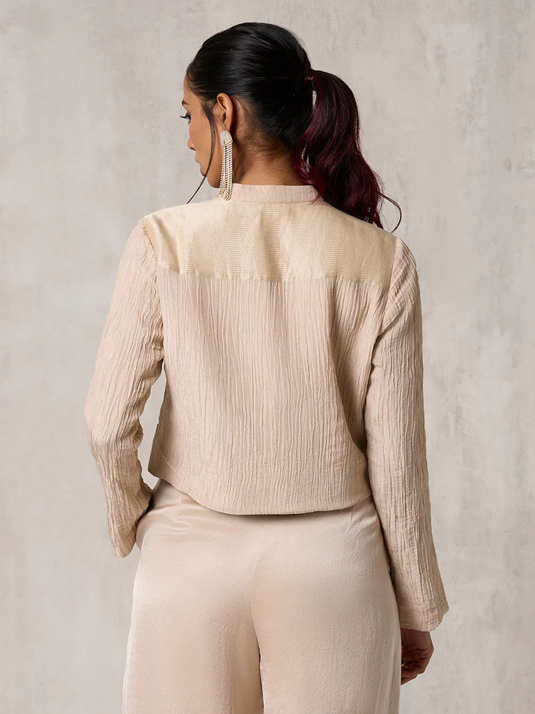 Embroidered Beige Top - Image 4