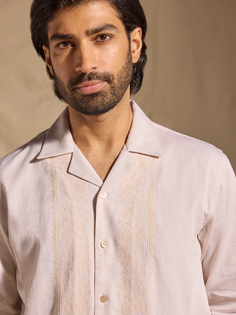 Embroidered Cotton Shirt - White - Image 3