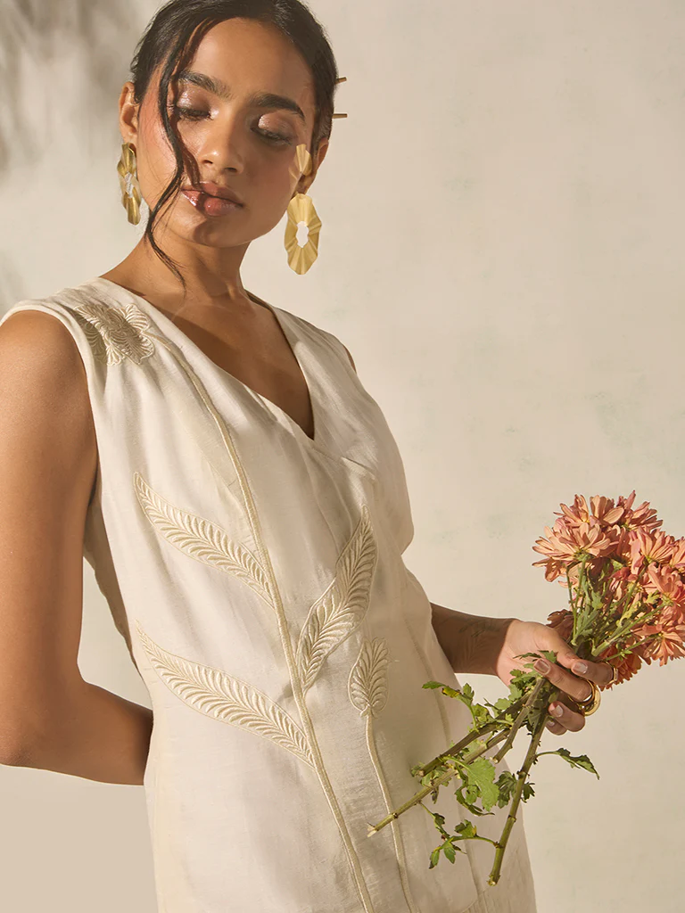 Embroidered Dress - Ivory - Image 3