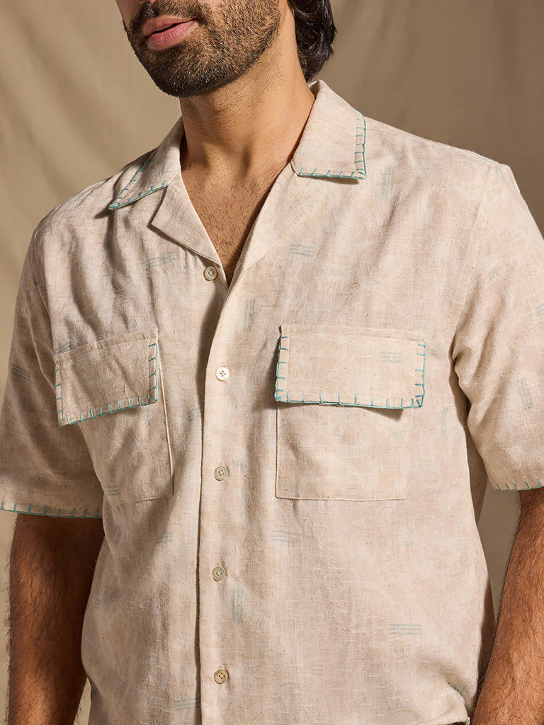 Embroidered Shirt - Beige - Image 3