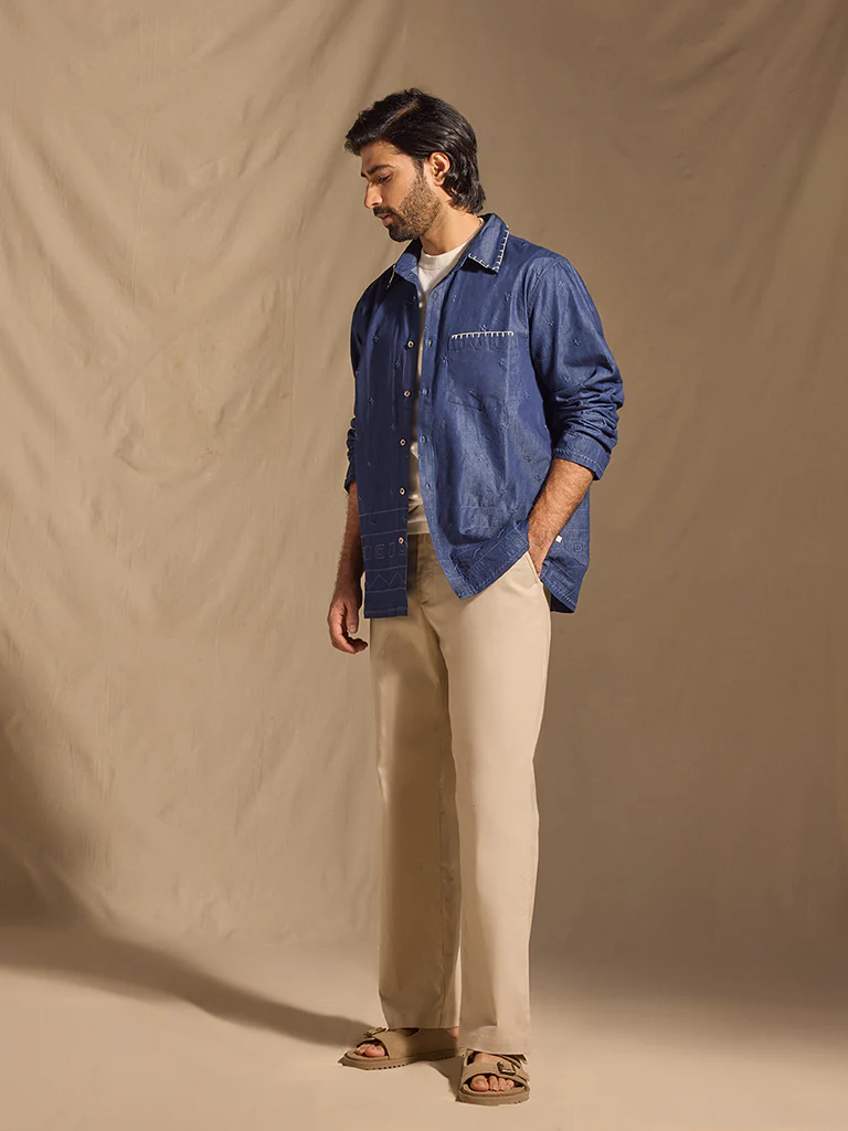 Embroidered  Shirt - Blue - Image 2