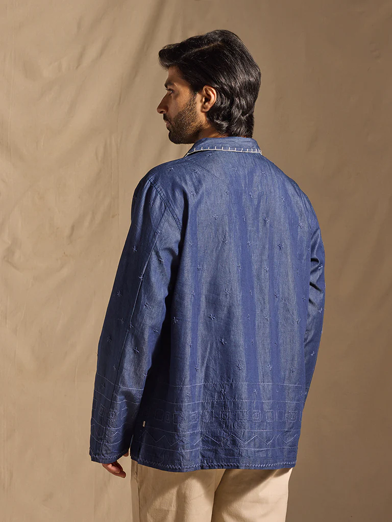 Embroidered  Shirt - Blue - Image 5