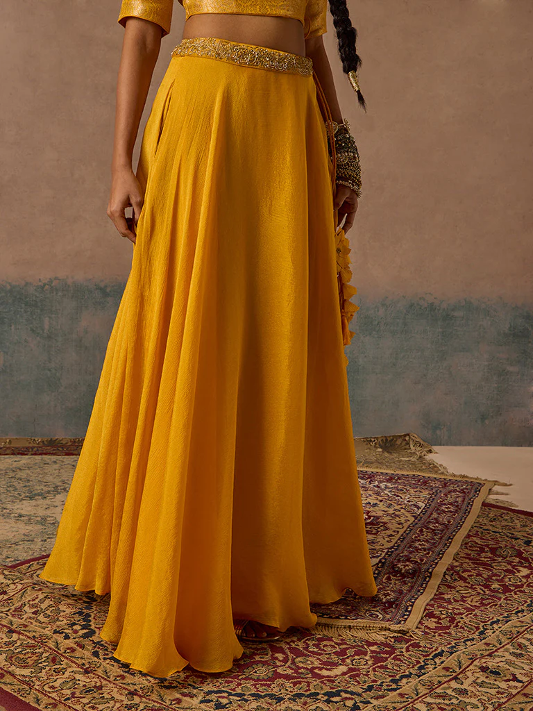 Flared Mustard Lehenga Skirt