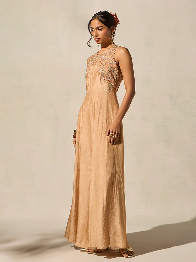Floral Embroidered Jumpsuit - Peach - Image 2