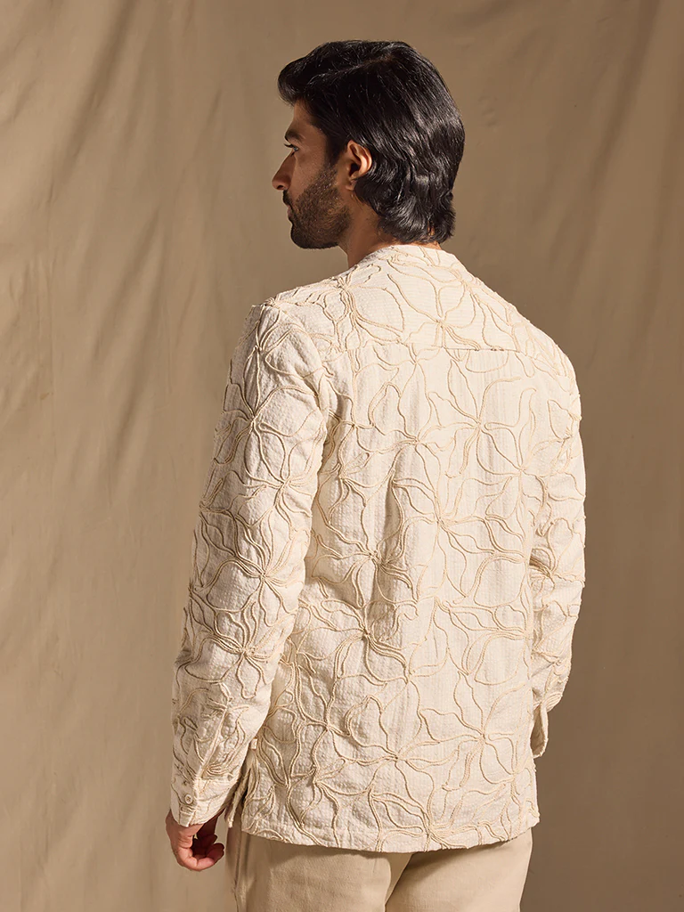 Floral Embroidered Shirt - Ivory - Image 4