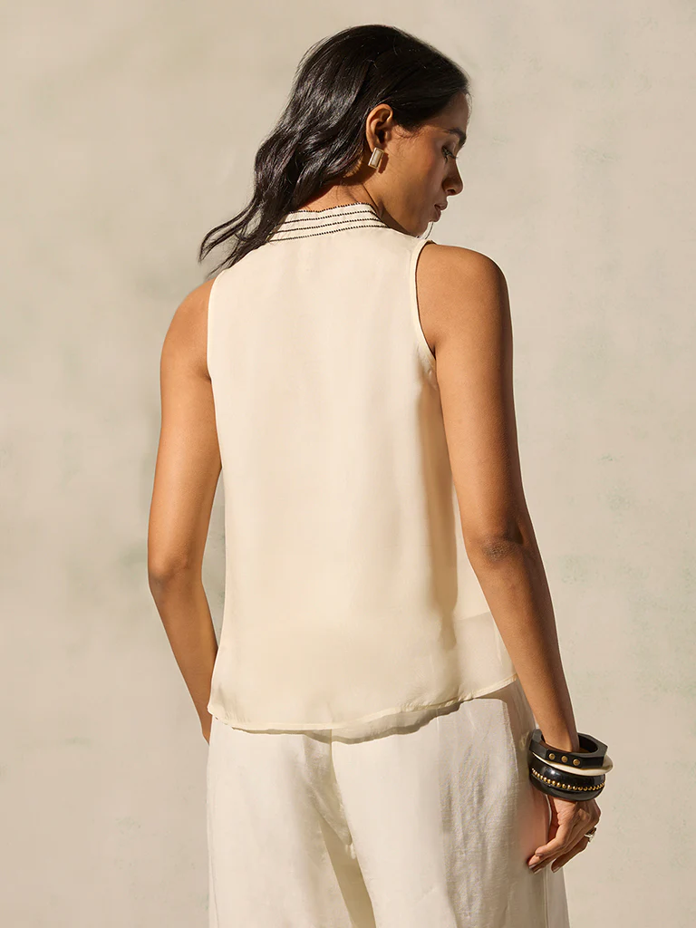 Floral Embroidered Top - Ivory - Image 4
