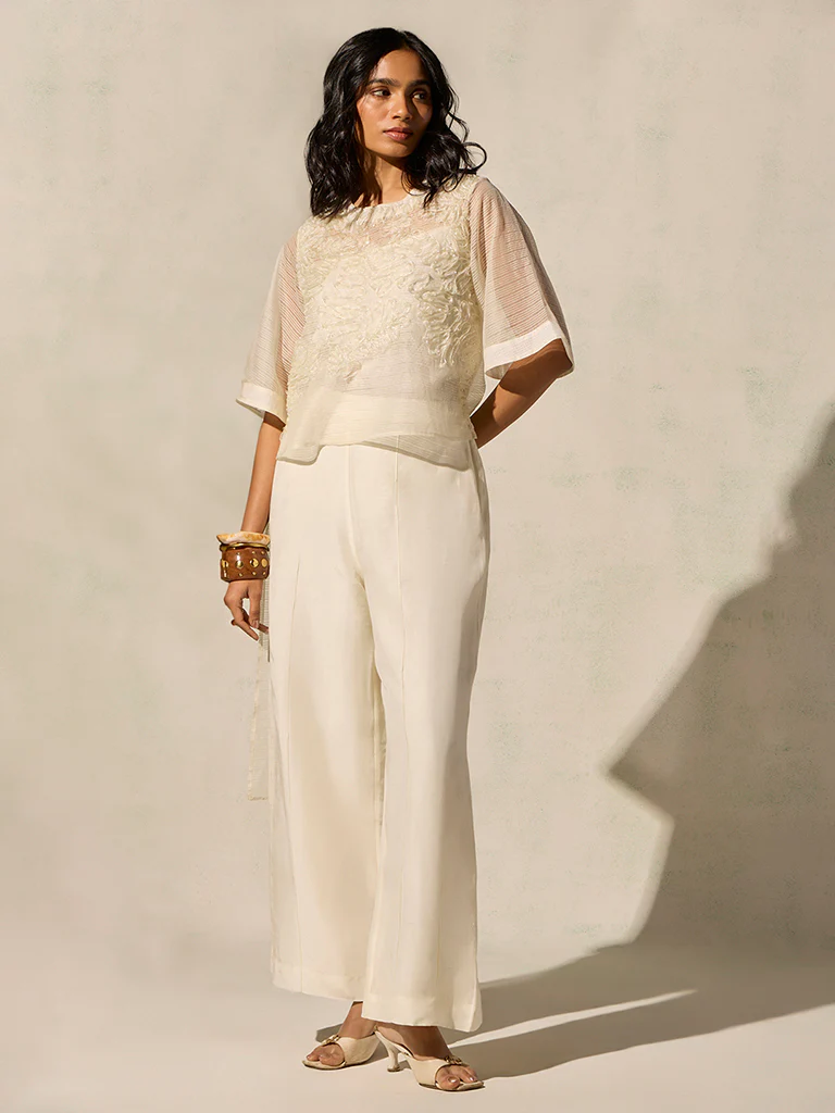 High-Low Top with Camisole - Ivory - Image 2