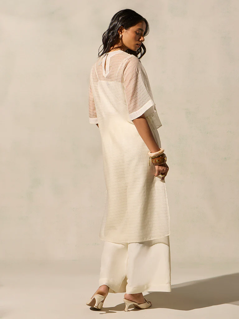 High-Low Top with Camisole - Ivory - Image 4