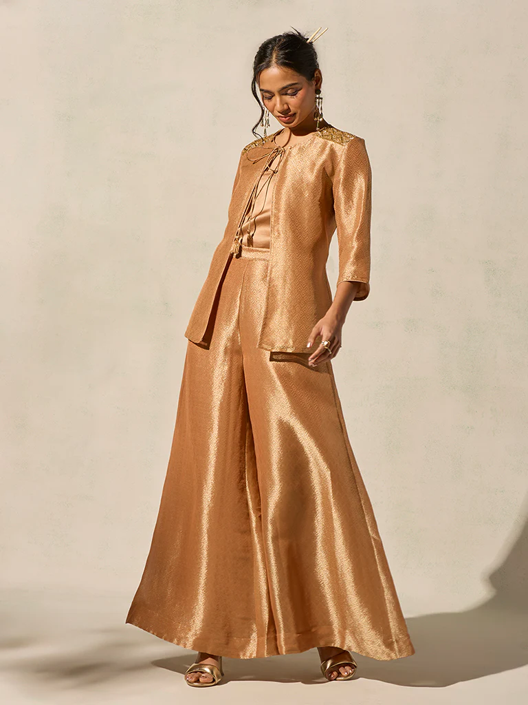 Jacquard Jacket Set - Peach - Image 2