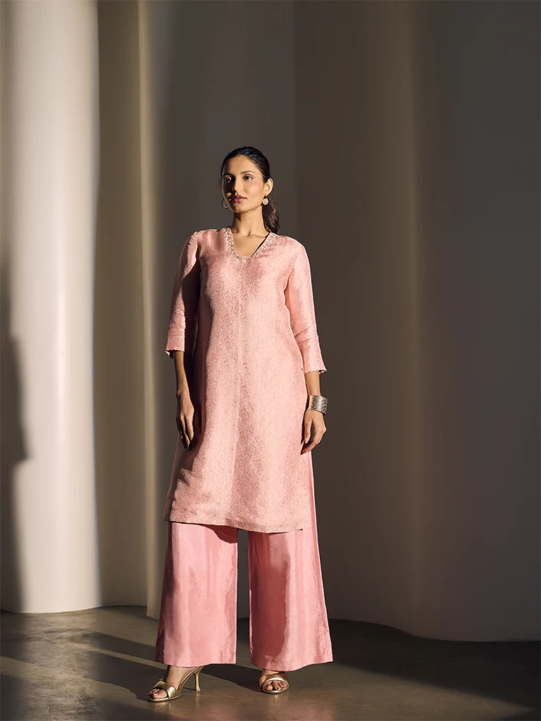 Jacquard Kurta β Pink