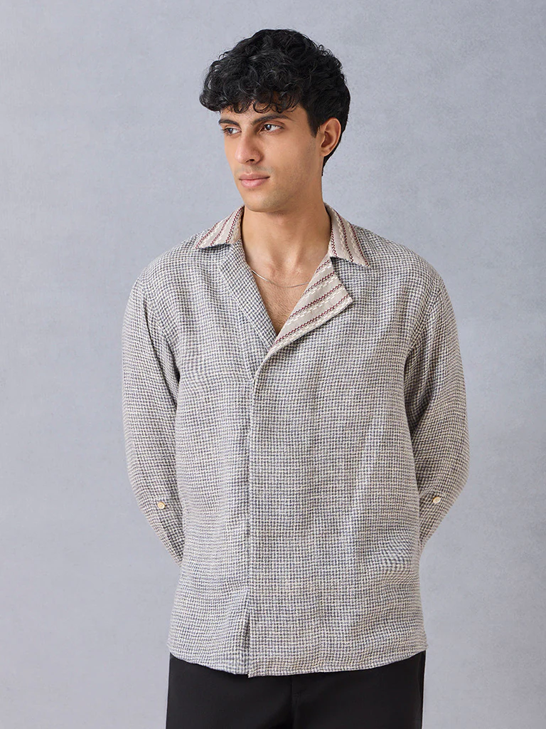 Knit-Textured Grey Shirt - Image 2