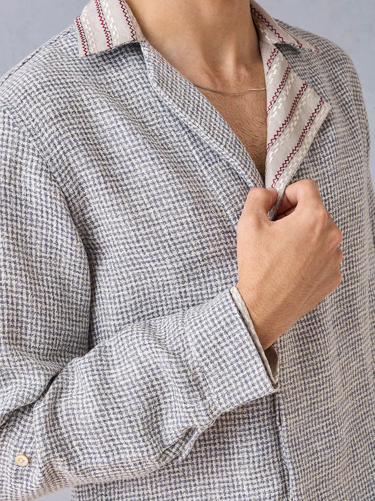 Knit-Textured Grey Shirt - Image 3