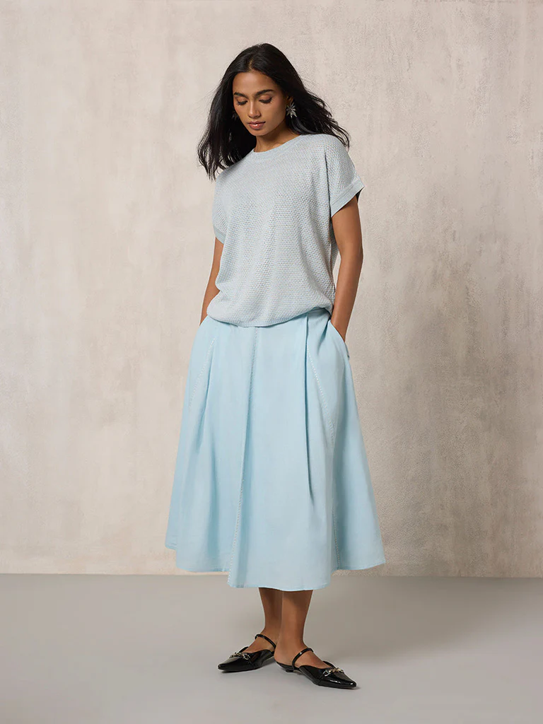 Knitted Light Blue T-Shirt - Image 2