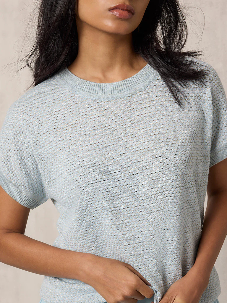 Knitted Light Blue T-Shirt - Image 3
