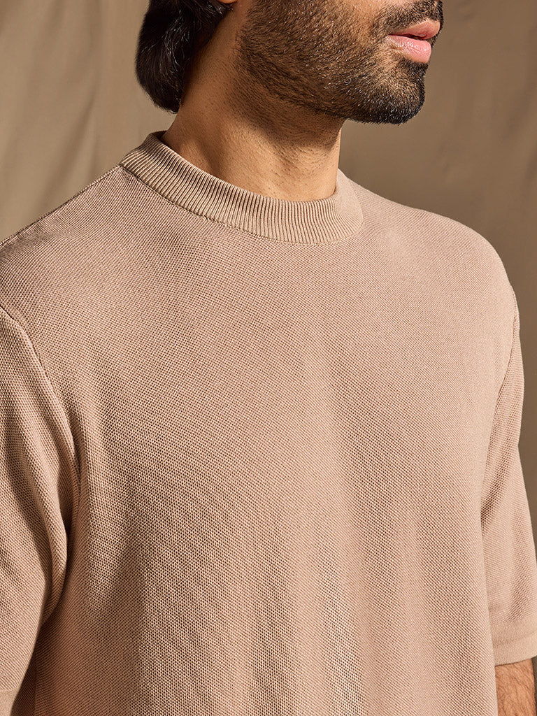 Knitted T-Shirt - Beige - Image 3
