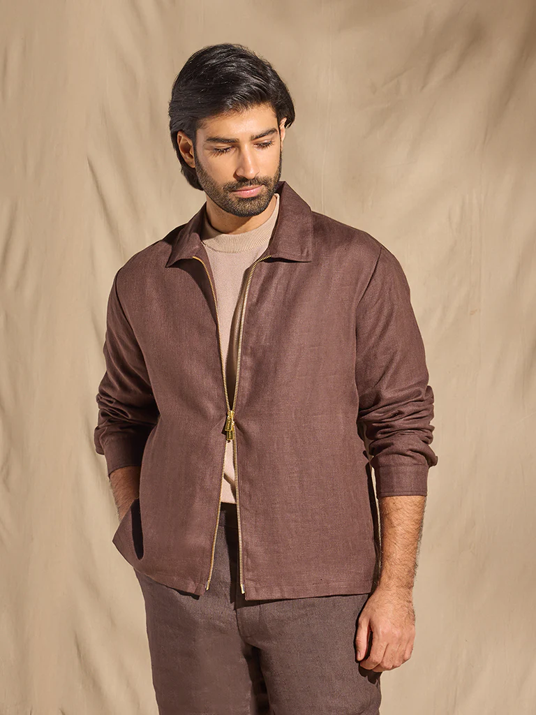 Linen Jacket - Brown - Image 3
