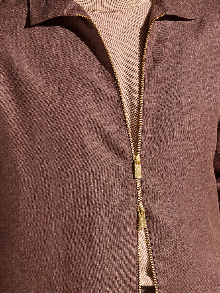 Linen Jacket - Brown - Image 4