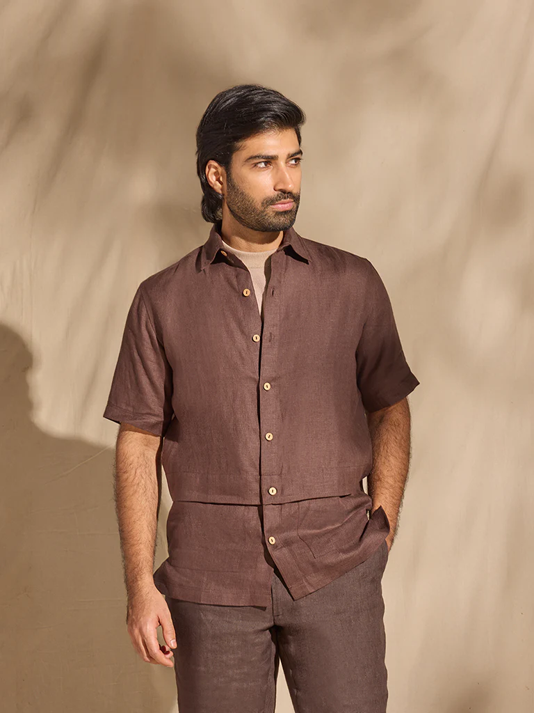 Linen Shirt - Brown - Image 3