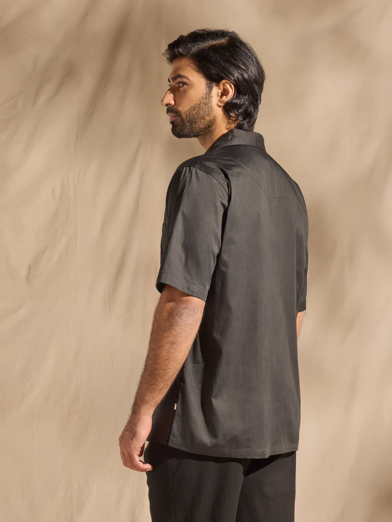 Pintuck Cotton Shirt - Black - Image 4