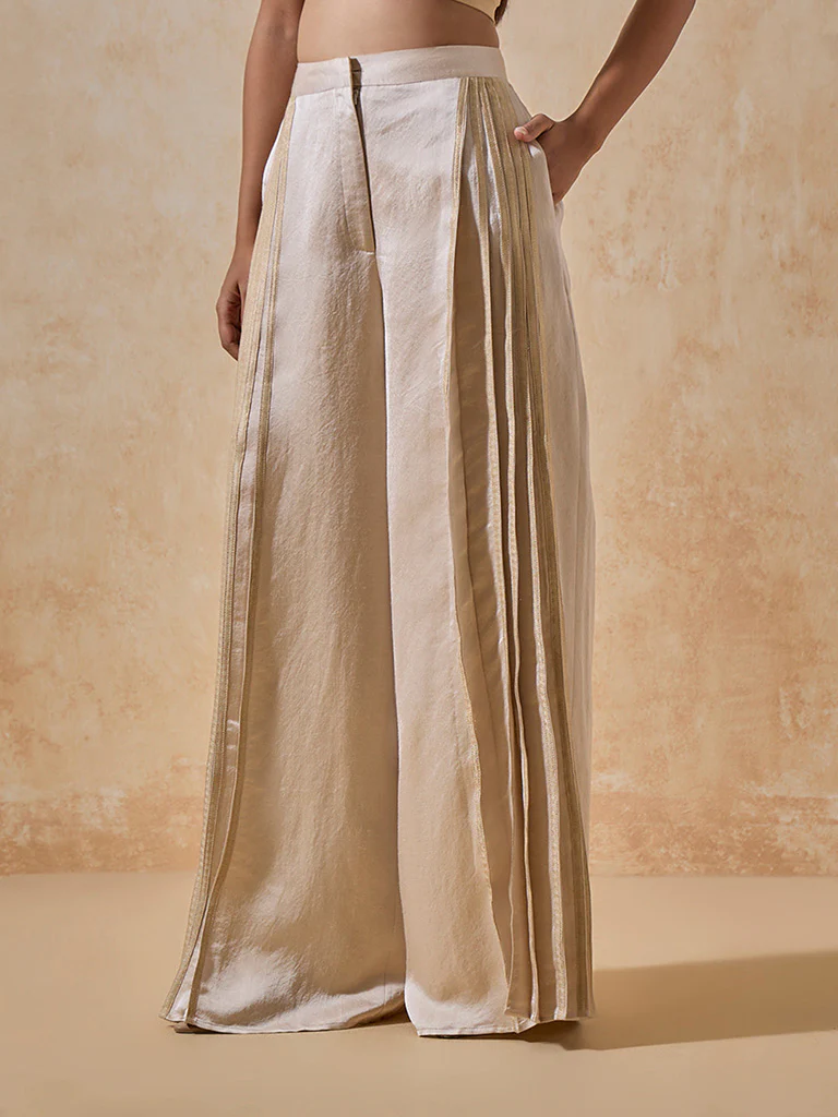 Pleated Cream Pants
