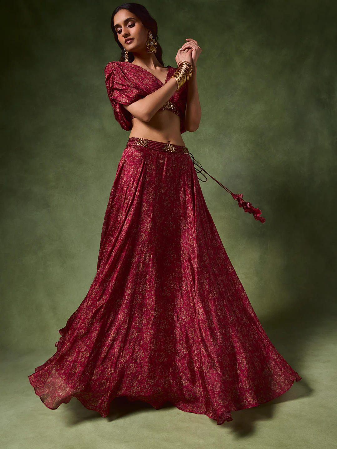 Printed Lehenga Skirt β Red - Image 2