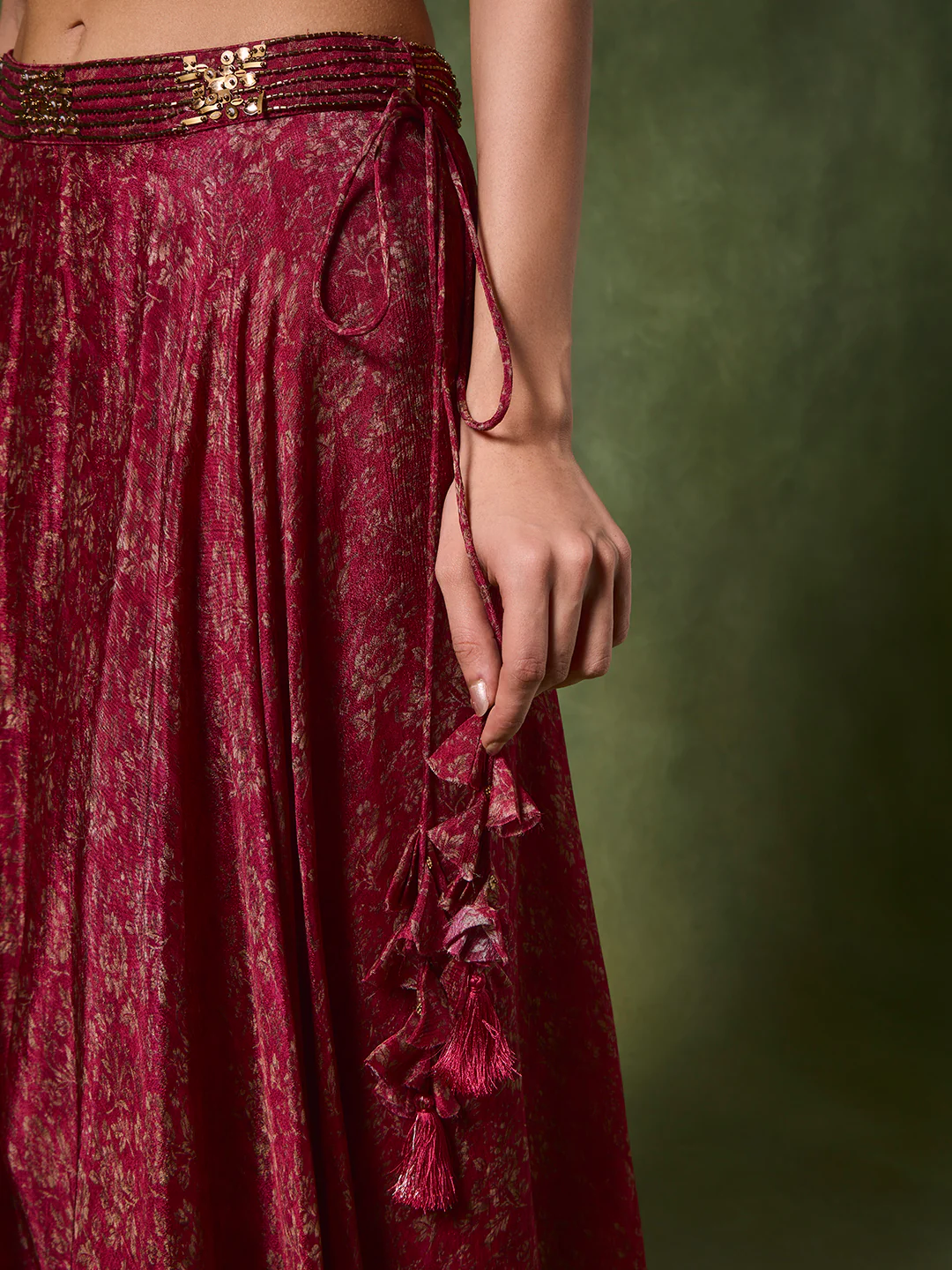 Printed Lehenga Skirt β Red - Image 3