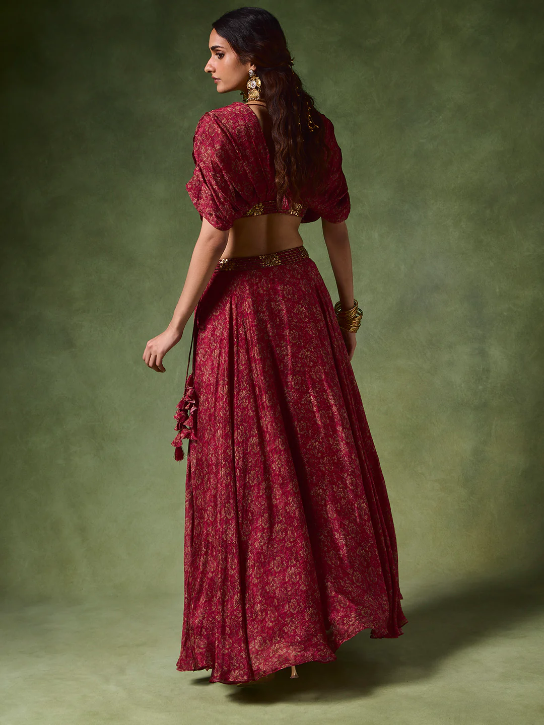 Printed Lehenga Skirt β Red - Image 4