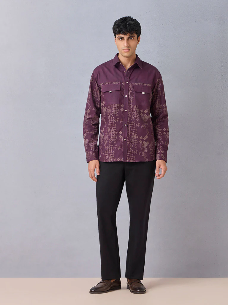 Printed Purple Shirt - Image 2