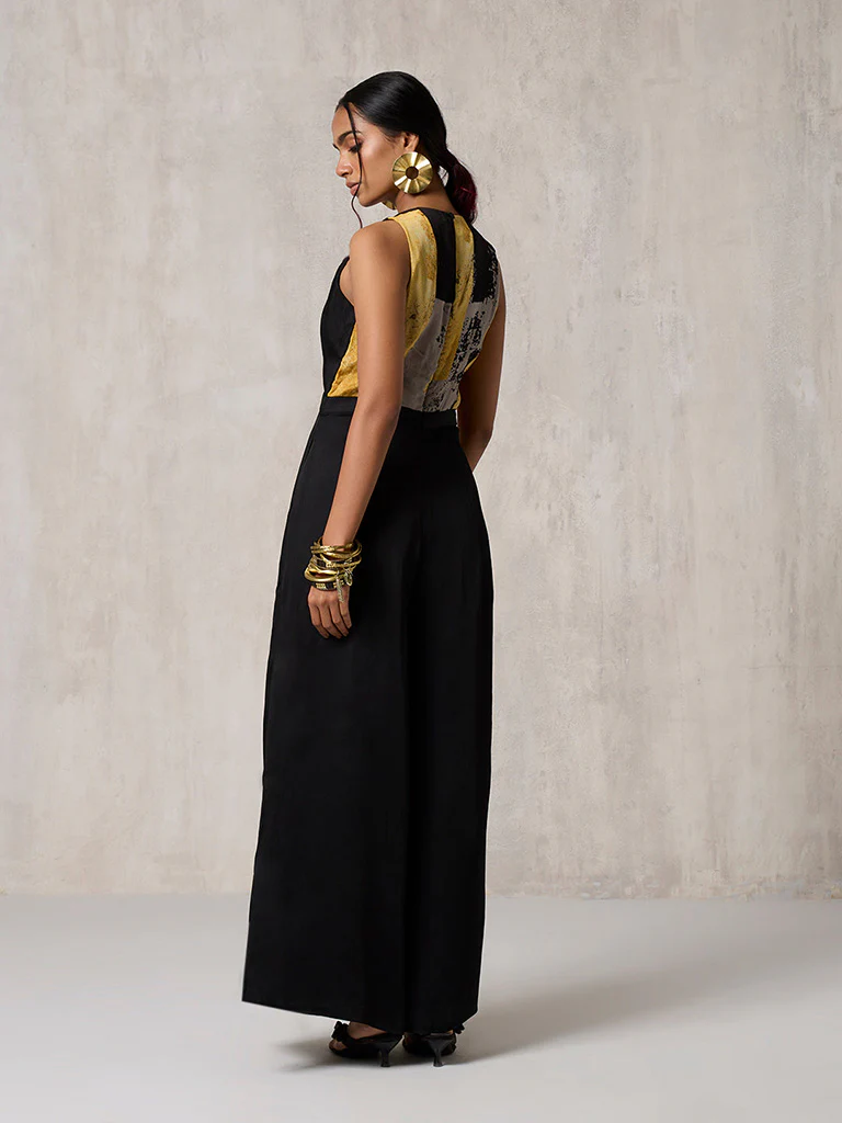 Printed Wide-Leg Black Jumpsuit - Image 4