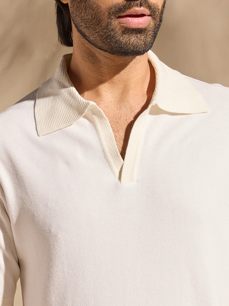 Solid Polo T-Shirt - White - Image 3