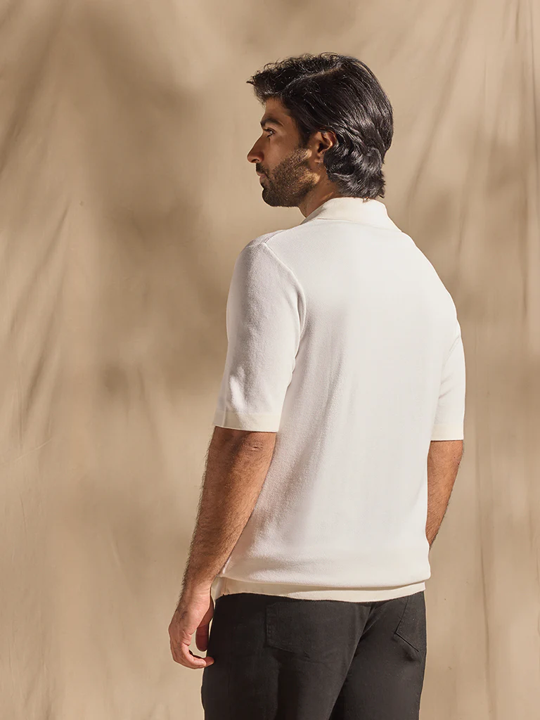Solid Polo T-Shirt - White - Image 4
