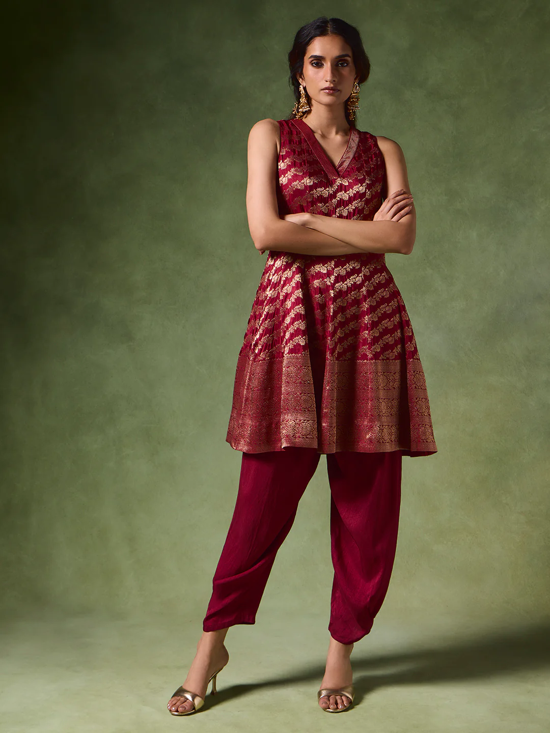 Solid Salwar Pants – Red - Image 2